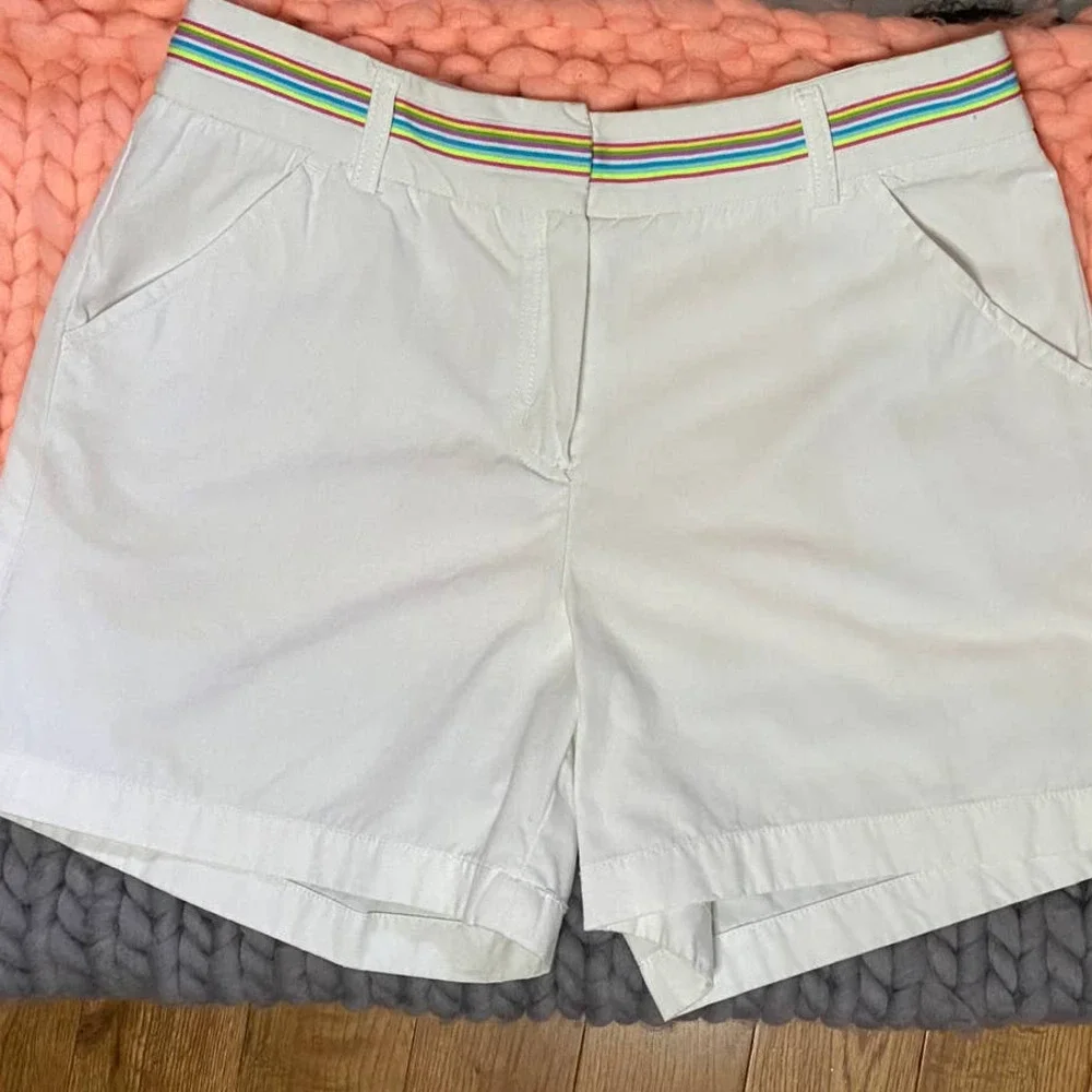 Paraphrase 80s Look White Shorts with Rainbow Waistband - Picture 9 of 9